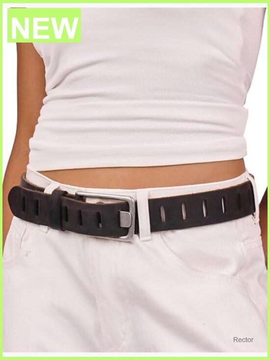Genuine Leather Wide Belt for Jeans - Cowgirl Style main image 6